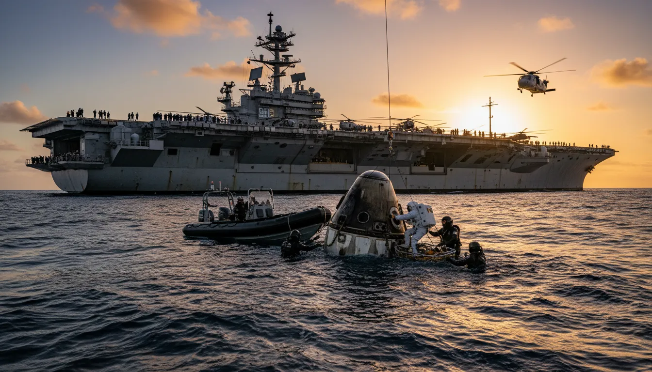 Cómo funciona la recuperación de una nave espacial tras el amerizaje